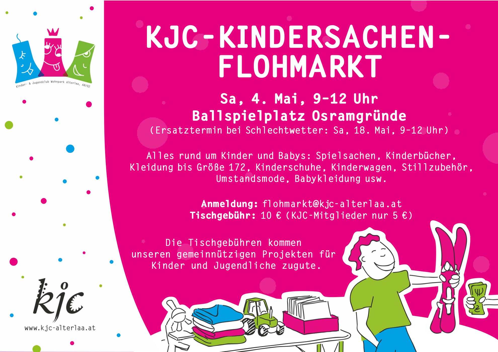 Kindersachen-Flohmarkt am 4. Mai, Ballspielplatz Osramgründe
